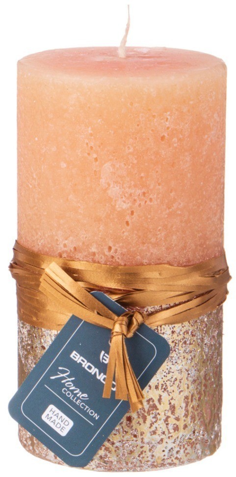 Свеча bronco столбик "rustic" песочная с золотом 12*6 см (315-343)