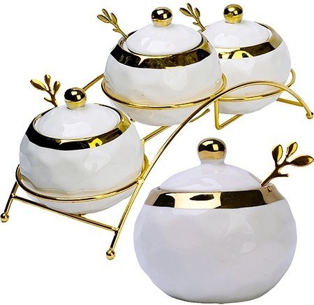 Набор банок для сыпучих продуктов с подставкой 350 мл LORAINE (12133)