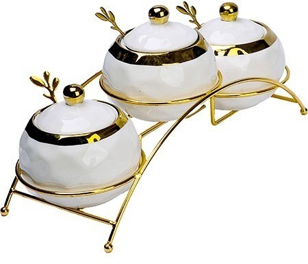 Набор банок для сыпучих продуктов с подставкой 350 мл LORAINE (12133)