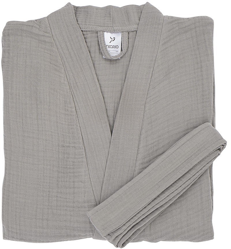 Халат из многослойного муслина серого цвета из коллекции essential, размер s (75391)