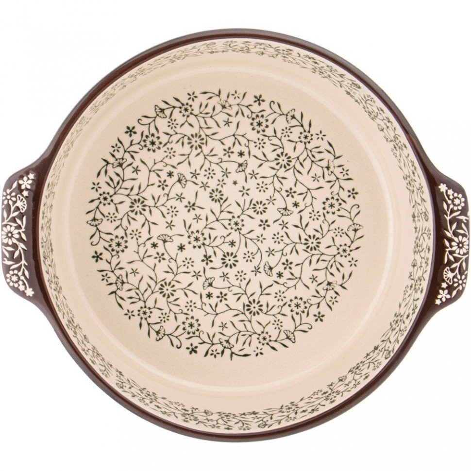 Блюдо для запекания и выпечки круглое 2700 мл 28*25,5*8,5 см зеленое Agness (777-057)