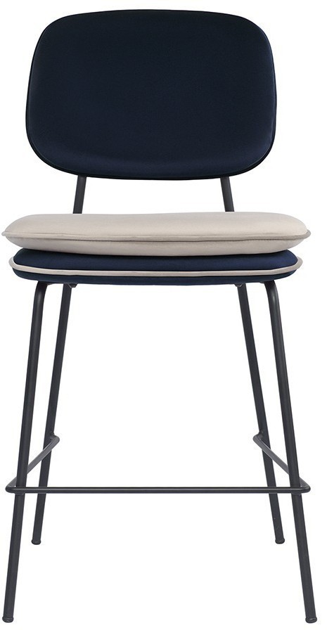 Стул полубарный с контрастным кантом pea, велюр, темно-синий/бежевый (77329)