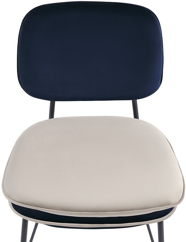Стул полубарный с контрастным кантом pea, велюр, темно-синий/бежевый (77329)