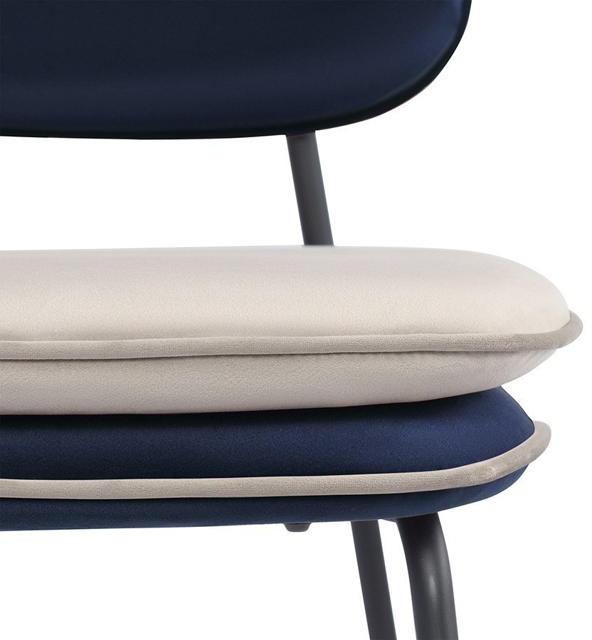 Стул полубарный с контрастным кантом pea, велюр, темно-синий/бежевый (77329)