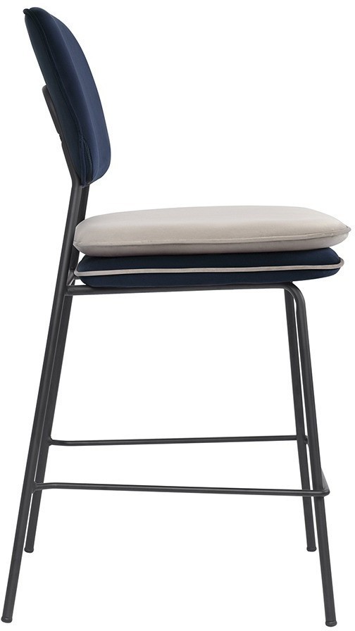 Стул полубарный с контрастным кантом pea, велюр, темно-синий/бежевый (77329)