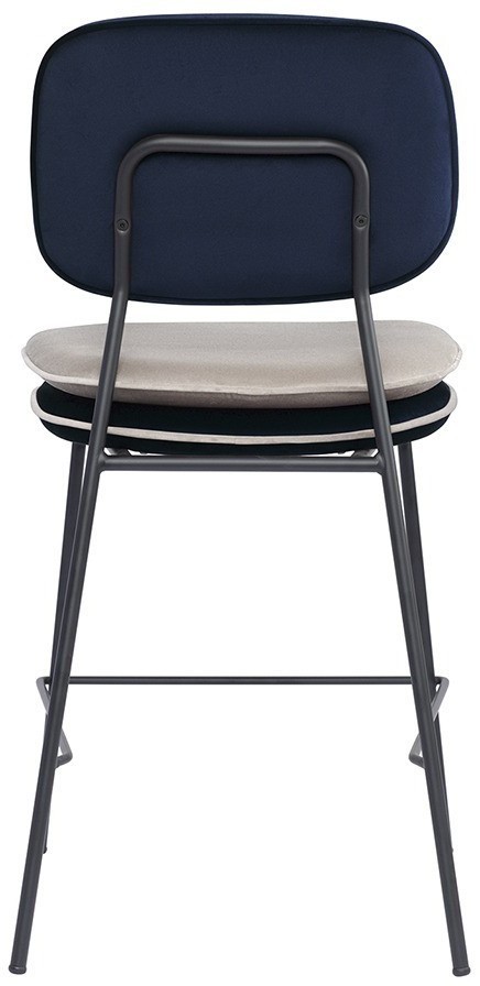 Стул полубарный с контрастным кантом pea, велюр, темно-синий/бежевый (77329)