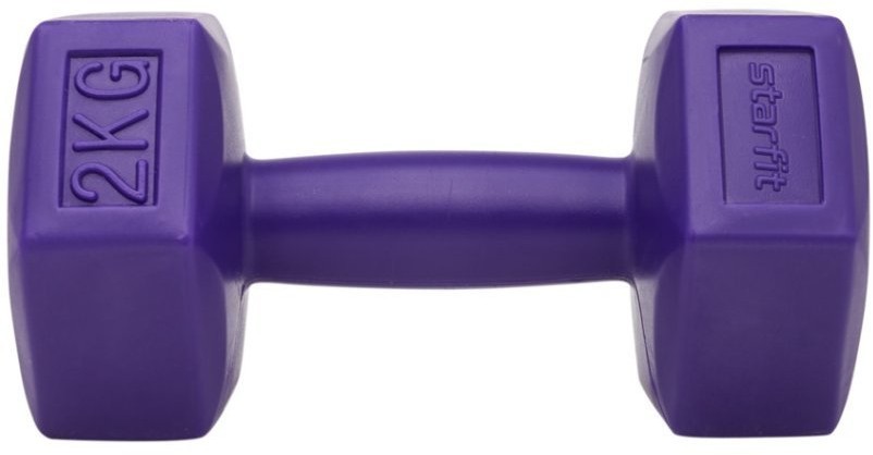 Гантель гексагональная DB-305 2 кг, пластиковый, фиолетовый, пара (2107315)