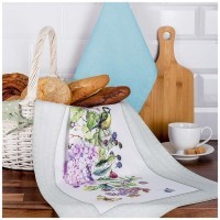 Набор полотенец их 2х шт &quot;ботаника&quot;, 35х35,40х70см  100%х\б твилл+махра мятный SANTALINO (850-702-68)