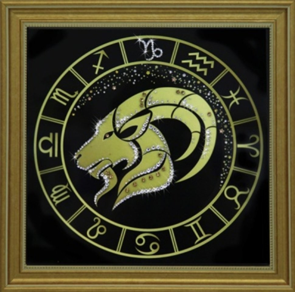 Картина Козерог золото с кристаллами Swarovski (1729)