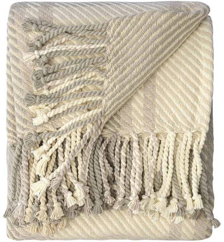 Покрывало из хлопка warm traditions бежево-серого цвета из коллекции essential, 180х250 см (76962)