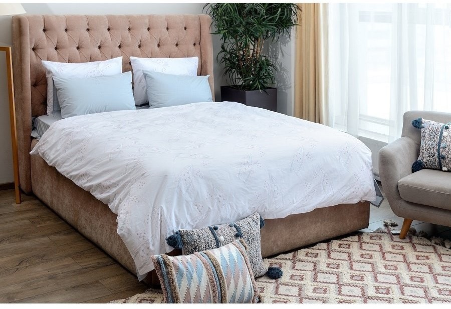 Пододеяльник из перкаля белого цвета с принтом Хвойное утро russian north, 200х220 см (67353)