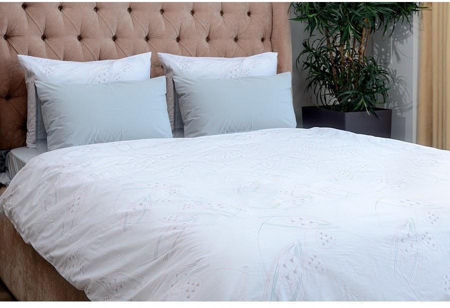 Пододеяльник из перкаля белого цвета с принтом Хвойное утро russian north, 200х220 см (67353)