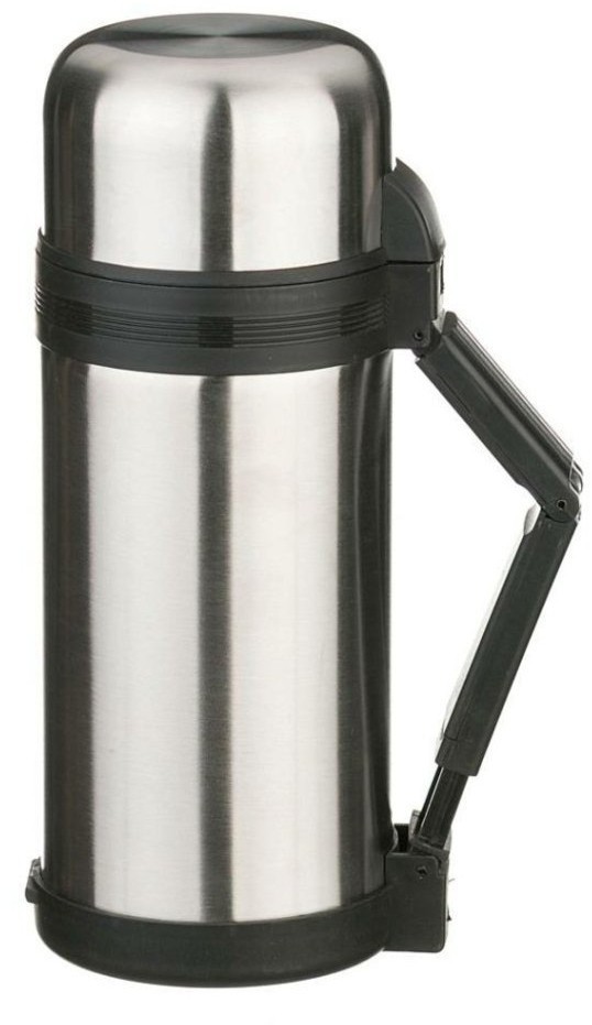 Термос agness с широким горлом 1200 мл крышка-чашка, пластик. чашка, двойная пробка, колба нжс (910-053)