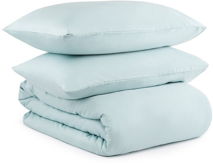 Комплект постельного белья полутораспальный из сатина голубого цвета из коллекции essential (70516)