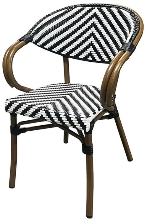 Полукресло E6014-W104/BLACK, металл, искусственный ротанг, Natural brown / black / white, ROOMERS FURNITURE