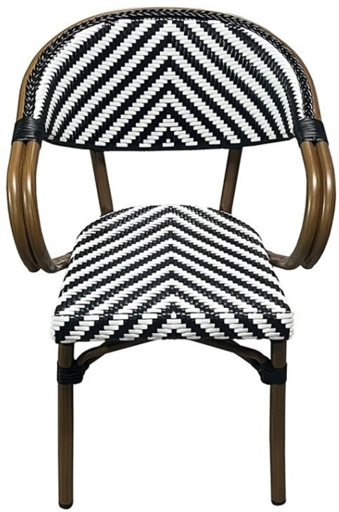 Полукресло E6014-W104/BLACK, металл, искусственный ротанг, Natural brown / black / white, ROOMERS FURNITURE