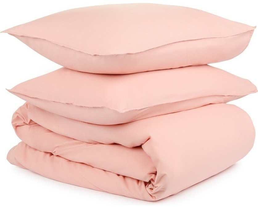 Комплект постельного белья полутораспальный цвета пыльной розы из органического стираного хлопка из коллекции essential (69376)