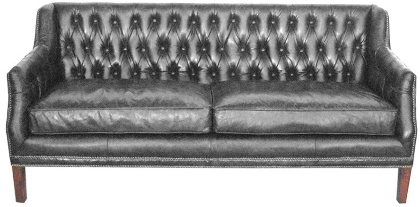 Диван 8829-3D/grey#67, обивка кожа, ножки дерево, ROOMERS FURNITURE