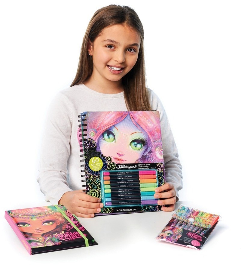 Серия Coralia: Раскраска для девочек (60 черных скетч страниц, 8 неоновых гелеевых ручек) (11111_NSDA)