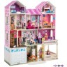 Деревянный кукольный домик "Поместье Агостина", с мебелью 36 предметов в наборе и с гаражом, свет, звук, для кукол 30 см (PD318-17)