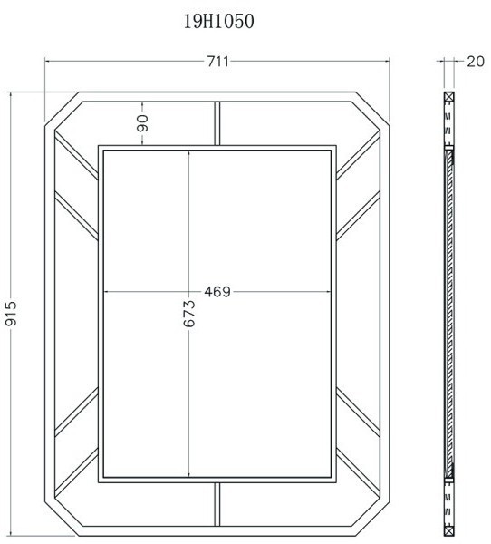 Зеркало прямоугольное в метал. раме цвет золото 71*91*2см (TT-00004736)