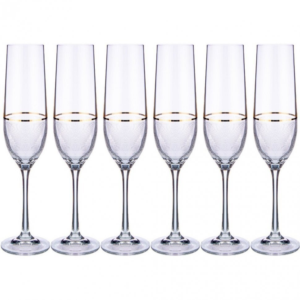 Набор бокалов для шампанского "viola elegance" из 6 шт. 190 мл. высота=24,5 см. Bohemia Crystal (674-728)