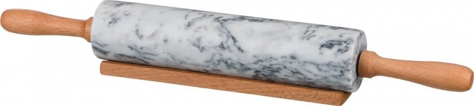 Скалка agness мраморная с деревянными ручками длина=46 см диаметр=6 см (925-108)