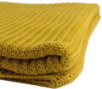 Плед вязаный горчичного цвета essential,  130х180 см (63266)