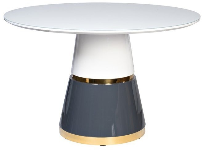 Стол обеденный круглый белый со стеклом d120*76см (TT-00006504)