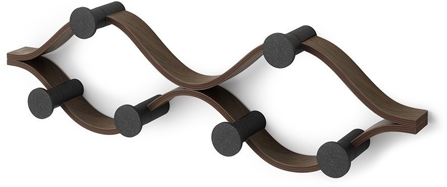 Вешалка настенная montage, 6 крючков, черный/орех (79728)