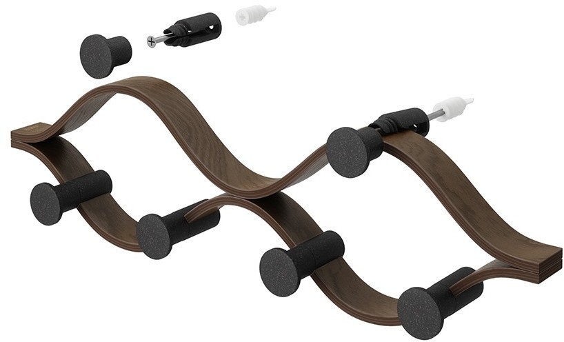 Вешалка настенная montage, 6 крючков, черный/орех (79728)