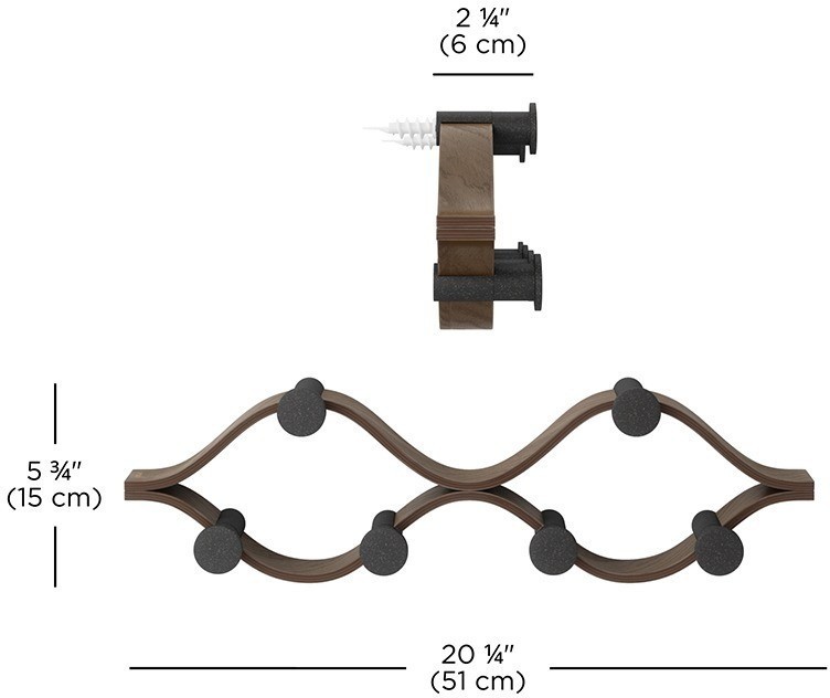 Вешалка настенная montage, 6 крючков, черный/орех (79728)
