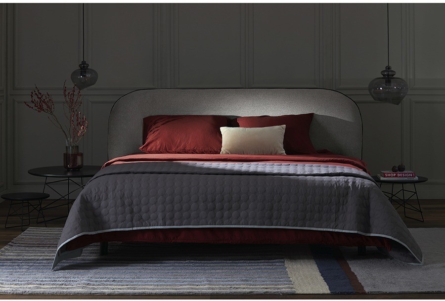 Простыня на резинке изо льна и хлопка цвета копченой паприки из коллекции essential, 180х200х30 см (77186)