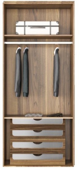 Шкаф Alto двухдверный c выдвижными ящиками, цвет орех, дверцы стекло 100*57*230см (TT-00012062)