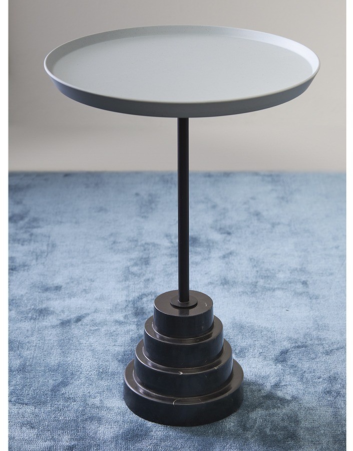 Столик кофейный sustainable collection, D38 см, серо-голубой/черный (76069)