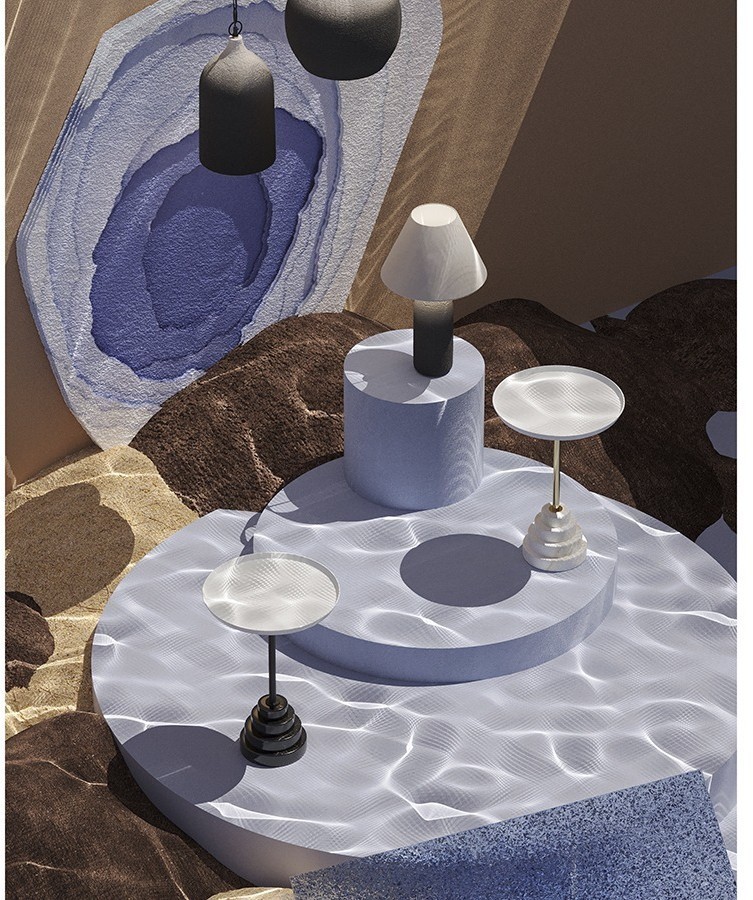 Столик кофейный sustainable collection, D38 см, серо-голубой/черный (76069)