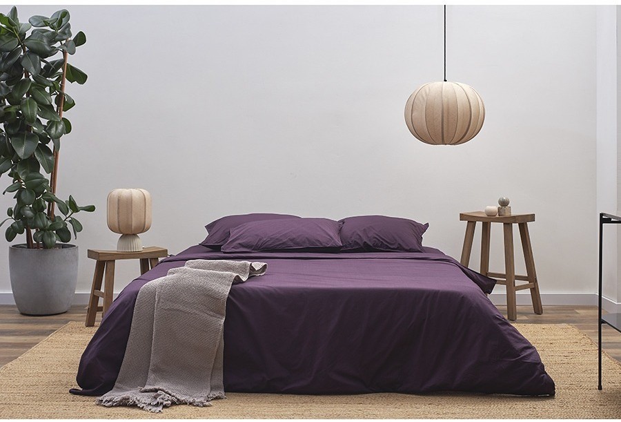 Набор наволочек из стираного перкаля сливового цвета из коллекции essential, 70х70 см (77746)