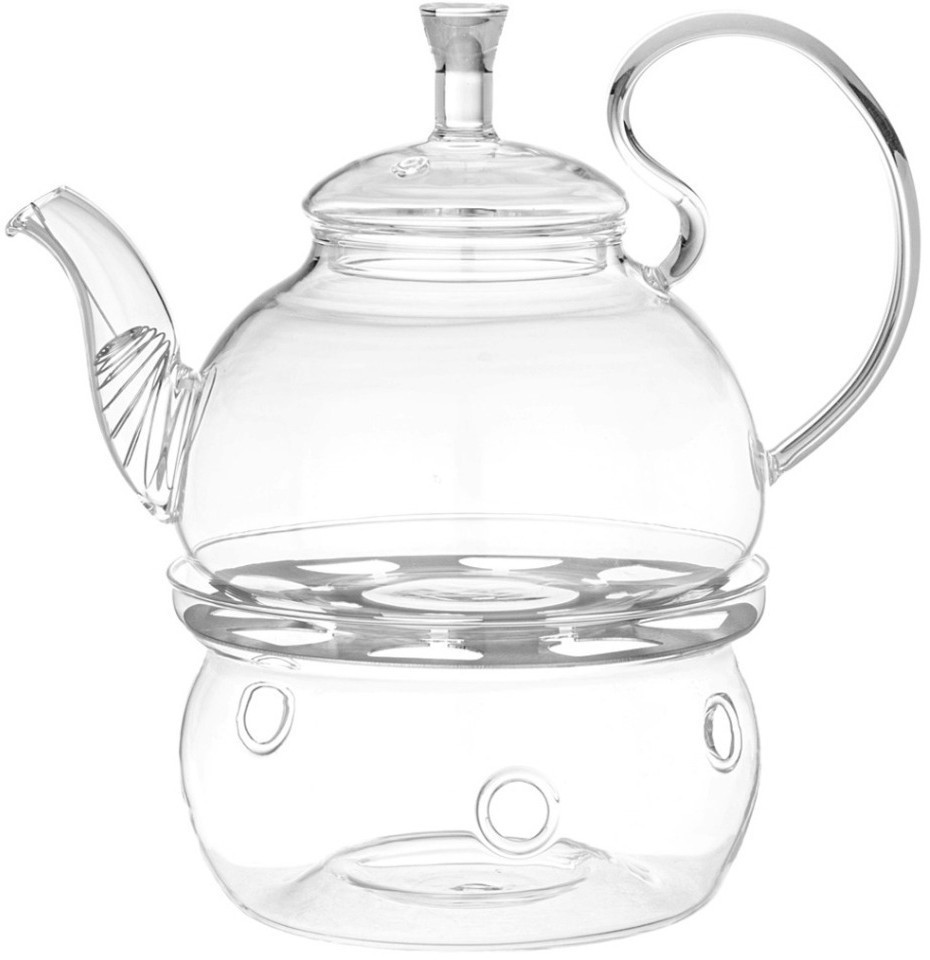 Чайник заварочный agness с фильтром из нжс и стекл. подставкой для подогрева 600 мл (887-254)