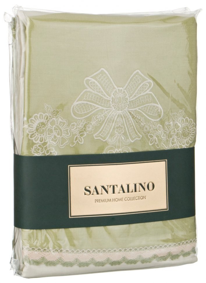 Кпб 2-х спальный "сонет" под 175*215 см, пр (цвет св зеленый) 220*250 см, нав 50*70-2 шт, 100% х/б SANTALINO (984-302)
