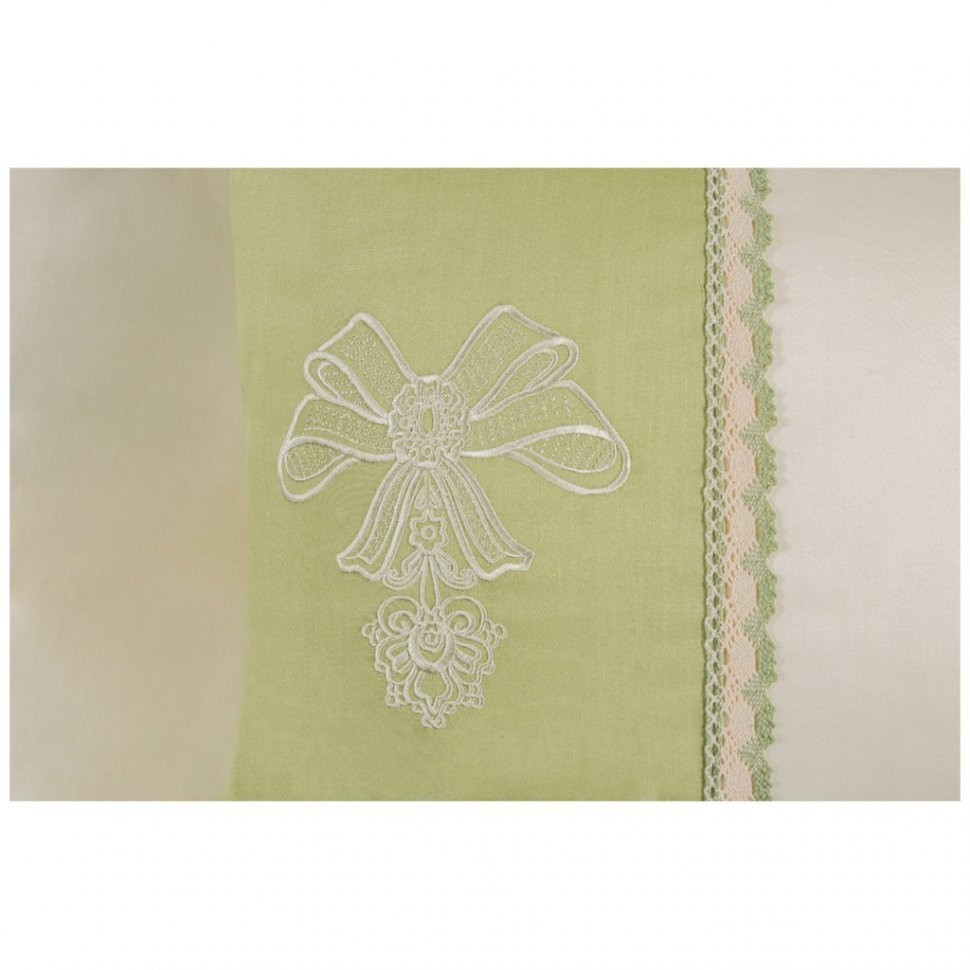 Кпб 2-х спальный "сонет" под 175*215 см, пр (цвет св зеленый) 220*250 см, нав 50*70-2 шт, 100% х/б SANTALINO (984-302)