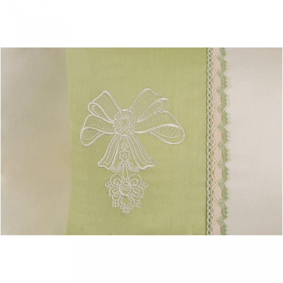 Кпб 2-х спальный "сонет" под 175*215 см, пр (цвет св зеленый) 220*250 см, нав 50*70-2 шт, 100% х/б SANTALINO (984-302)