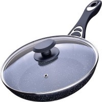 Сковорода 24см мрам/крошка с крышкой МВ (27682)