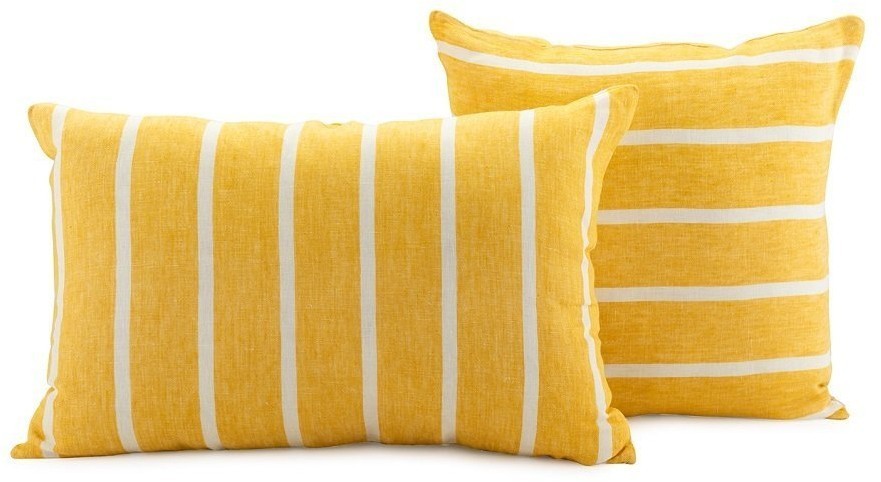 Чехол на подушку декоративный в полоску горчичного цвета из коллекции essential, 40х60 см (70954)