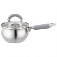 Ковш agness со стекл. крышкой серия apple 1,0 л. 14x7.5 см цвет: серый (937-360)