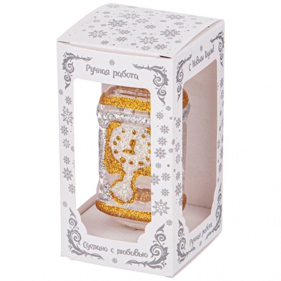 Ёлочное украшение "часы-тумба"прозрачная серия в подарочной упаковке выота=11см ООО"юниопт" (140-299)