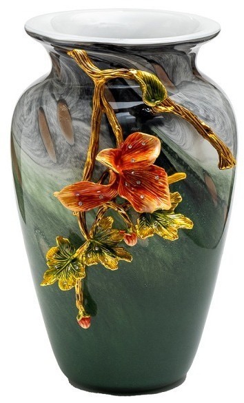 Ваза стеклянная зеленая с цветком 22*20*31см (TT-00013202)