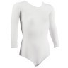 Купальник гимнастический с рукавом 3/4, полиамид, белый, р. 36-42 (10866)