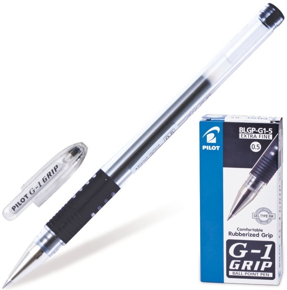 Ручка гелевая с грипом Pilot G-1 Grip 0,3 мм черная BLGP-G1-5/140197 (12) (66958)