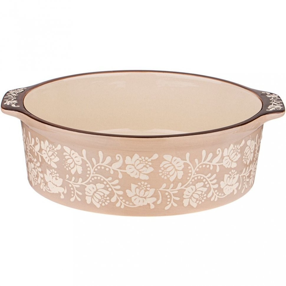 Блюдо для запекания и выпечки круглое  28*25,5*8,5 см бежевое Agness (777-055)