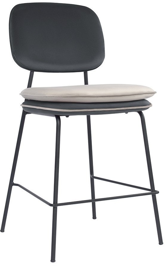 Стул полубарный с контрастным кантом pea, велюр, темно-серый/бежевый (77101)